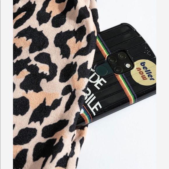 1Left! Black/Leopard/Burnt Orange ColorBlock Sweater Long Cardigan! - Picture 7 of 9